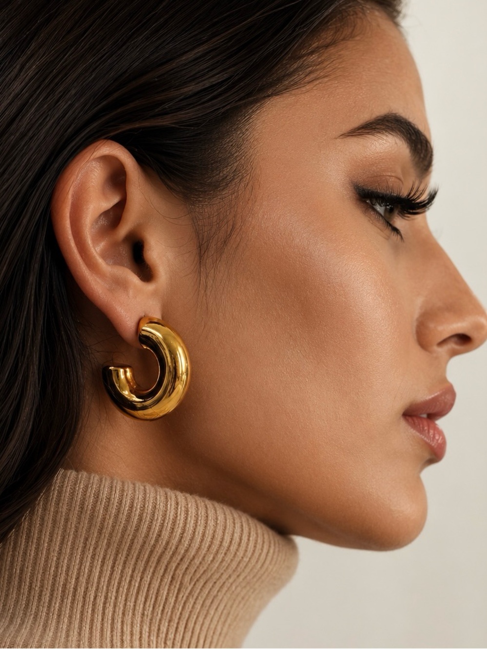 14K Gold Plated Chunky Hoop Earrings